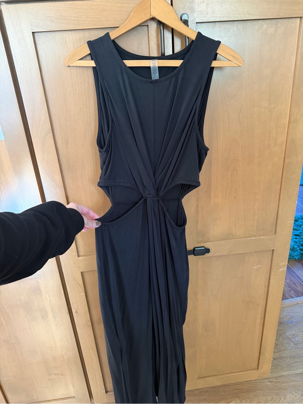 Beyond Yoga Black Backless Twist Maxi Dress